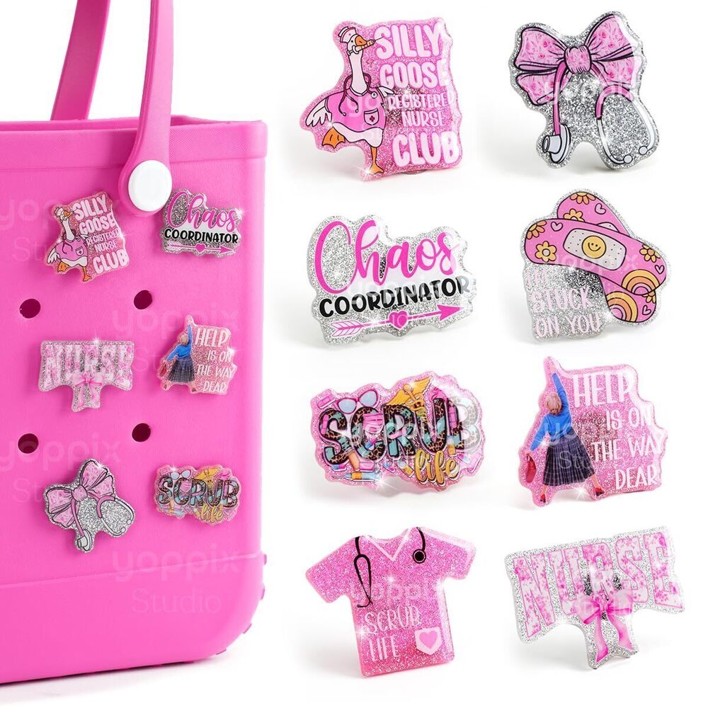 3992 8 Pcs Nurse Charms for Bags Bag Accessories Tote Rubber Beach Bag